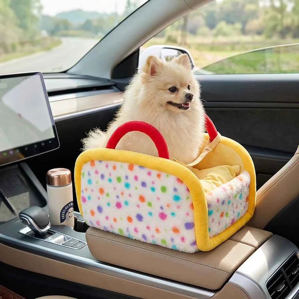 2 - in - 1 Portable Pet Bed & Car Seat - Cozy Polka Dot Cuddle Basket for Cats & Small Dogs - SolPaws C2h1