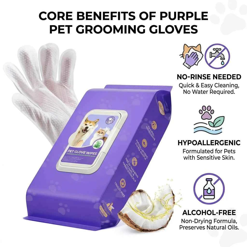 SolPaws™ Disposable Pet Grooming Gloves - No-Rinse Deodorizing Cleaning Wipes (20 PCS/Pack)