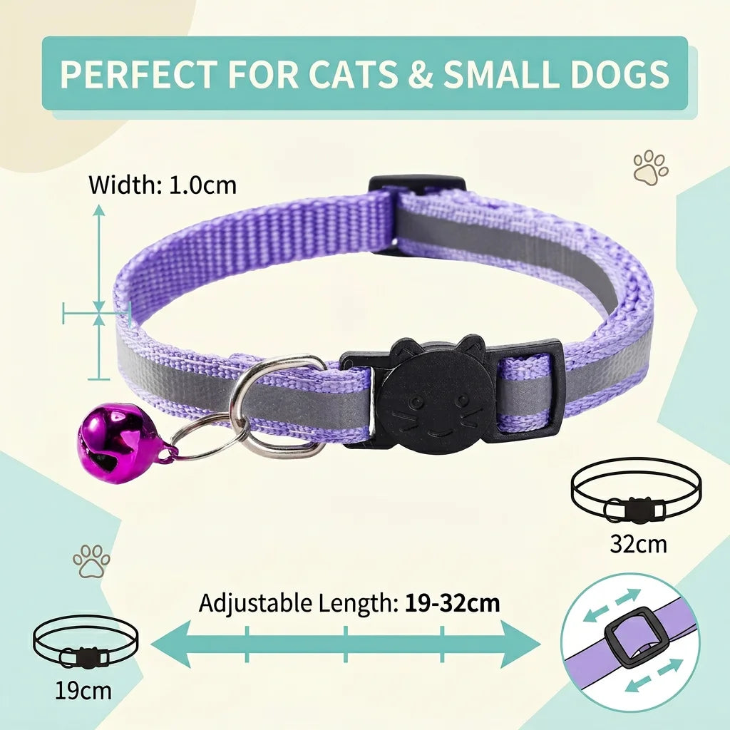 SolPaws™ Reflective Safety Pet Collar - Adjustable with Quick-Release Buckle & Bell