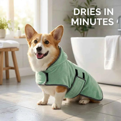 SolPaws™ Ultra-Absorbent Pet Microfiber Bathrobe - Quick-Dry Soft Bath Towel for Dogs & Cats