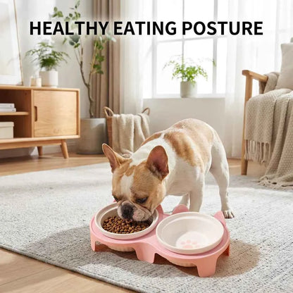 SolPaws™ Nordic Ceramic Elevated Double Bowls - Ergonomic Neck Protection