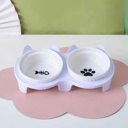 SolPaws™ Nordic Ceramic Elevated Double Bowls - Ergonomic Neck Protection