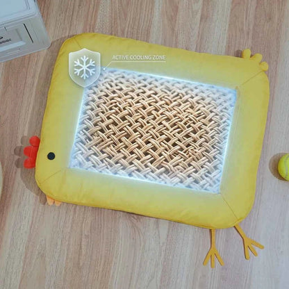 Cute Yellow Chick Pet Bed - Waterproof, Breathable & Detachable Cooling Mat for Cats & Small Dogs - SolPaws C2h1