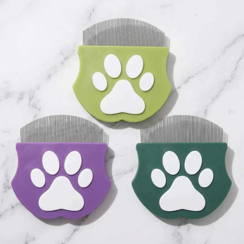 Professional Mini Pet Face Comb - Tear Stain Remover & Precision Facial Grooming Brush for Dogs & Cats - Fine Arched Stainless Steel Teeth