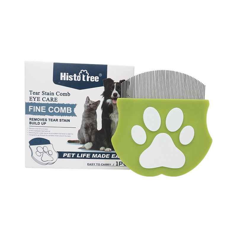 Professional Mini Pet Face Comb - Tear Stain Remover & Precision Facial Grooming Brush for Dogs & Cats - Fine Arched Stainless Steel Teeth