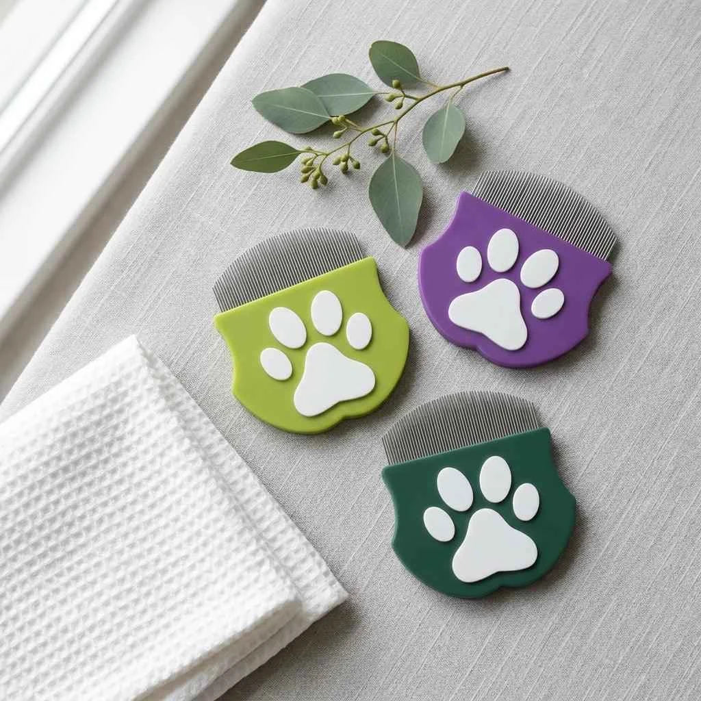Professional Mini Pet Face Comb - Tear Stain Remover & Precision Facial Grooming Brush for Dogs & Cats - Fine Arched Stainless Steel Teeth