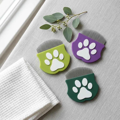 Professional Mini Pet Face Comb - Tear Stain Remover & Precision Facial Grooming Brush for Dogs & Cats - Fine Arched Stainless Steel Teeth