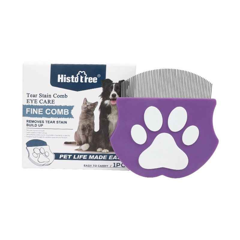 Professional Mini Pet Face Comb - Tear Stain Remover & Precision Facial Grooming Brush for Dogs & Cats - Fine Arched Stainless Steel Teeth