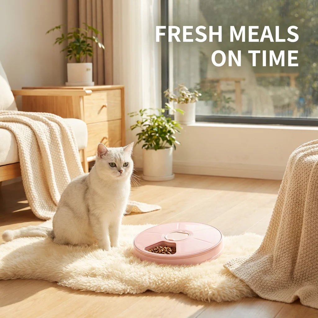 SolPaws™ 6 - Meal Automatic Pet Feeder - 24H Smart Timer & Portion Control - SolPaws C2h1