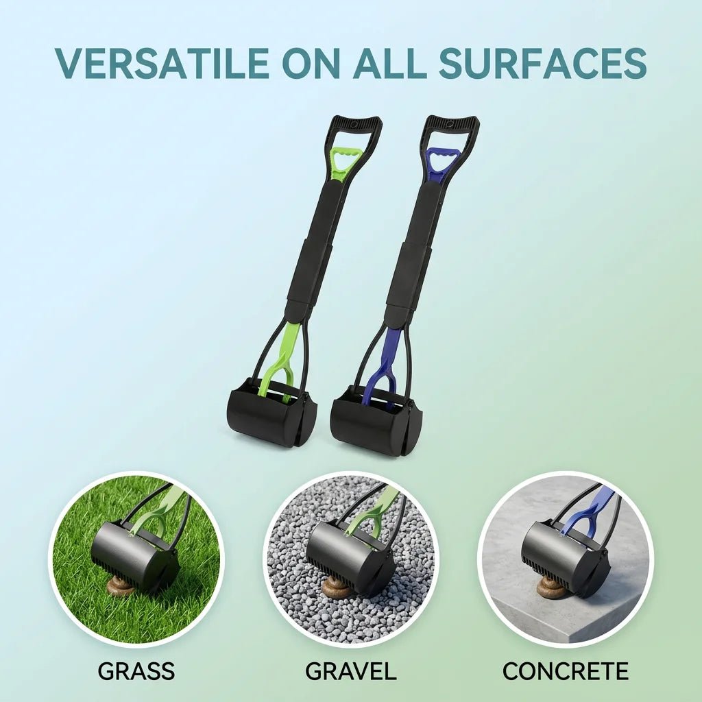 SolPaws™ Ergonomic Long - Handle Poop Scooper - Foldable 70cm Heavy - Duty Pet Waste Remover - SolPaws C2h1