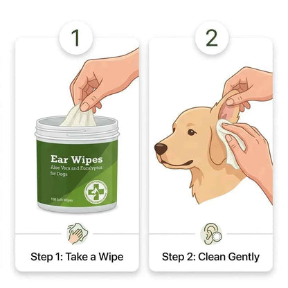 SolPaws™ Gentle Pet Ear Cleaning Wipes - Deodorizing & Anti - Itch Solution for Pet Ear Care - SolPaws C2h1