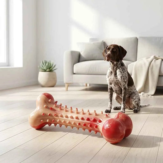 SolPaws Indestructible Rubber Bone Chew Toy - Teeth Cleaning & Stress Relief - SolPaws C2h1