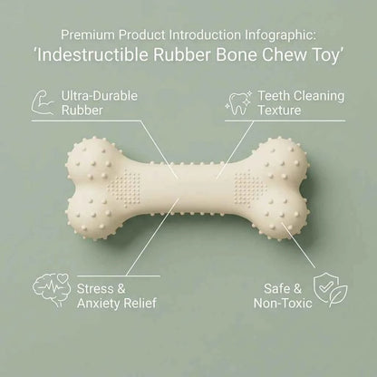 SolPaws Indestructible Rubber Bone Chew Toy - Teeth Cleaning & Stress Relief - SolPaws C2h1