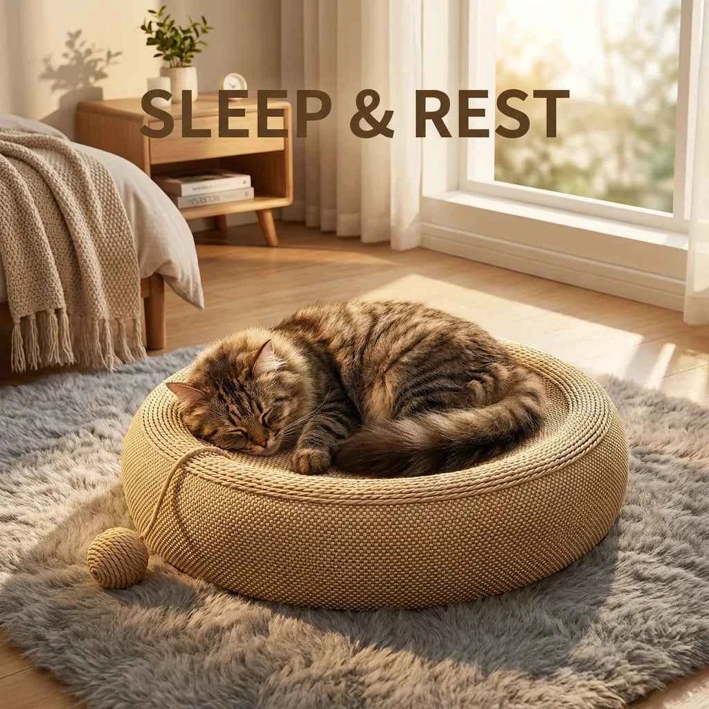SolPaws™ Natural Jute Cat Scratcher - Durable 2 - in - 1 Scratching & Sleeping Bed - SolPaws C2h1