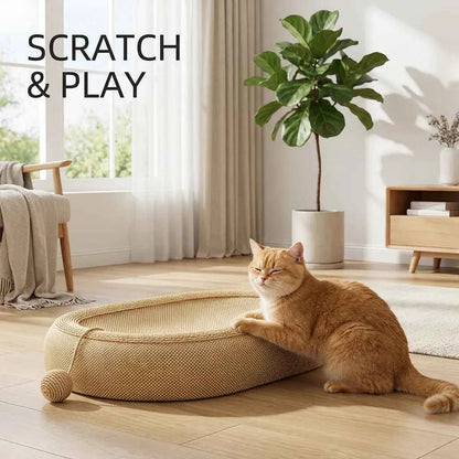 SolPaws™ Natural Jute Cat Scratcher - Durable 2 - in - 1 Scratching & Sleeping Bed - SolPaws C2h1