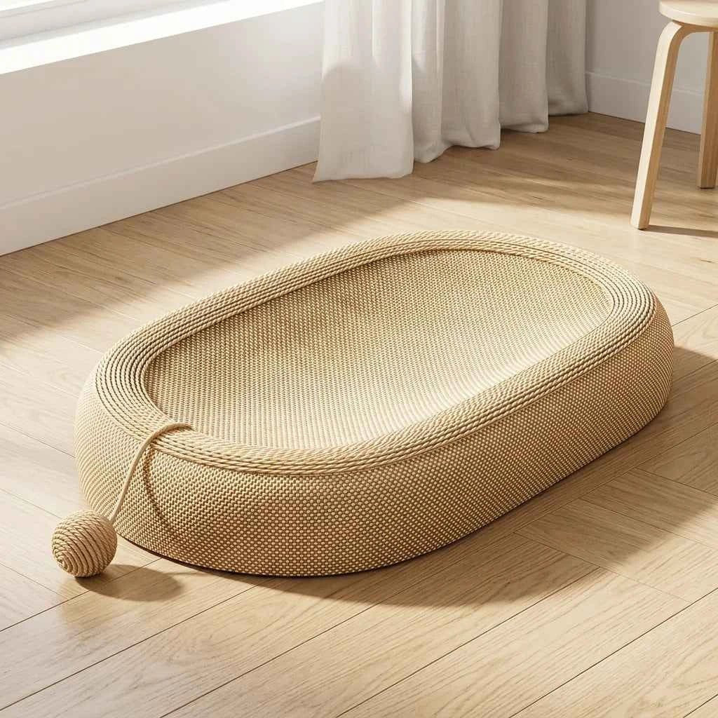 SolPaws™ Natural Jute Cat Scratcher - Durable 2 - in - 1 Scratching & Sleeping Bed - SolPaws C2h1
