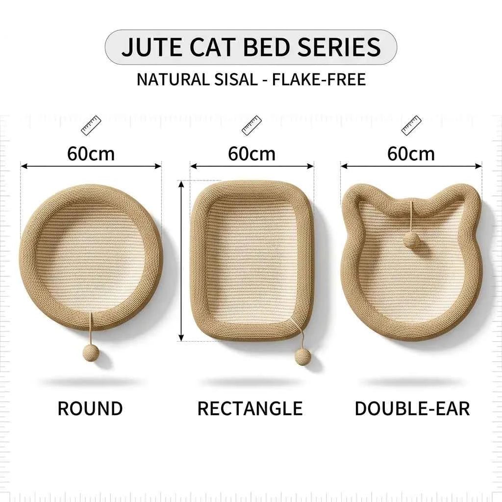 SolPaws™ Natural Jute Cat Scratcher - Durable 2 - in - 1 Scratching & Sleeping Bed - SolPaws C2h1