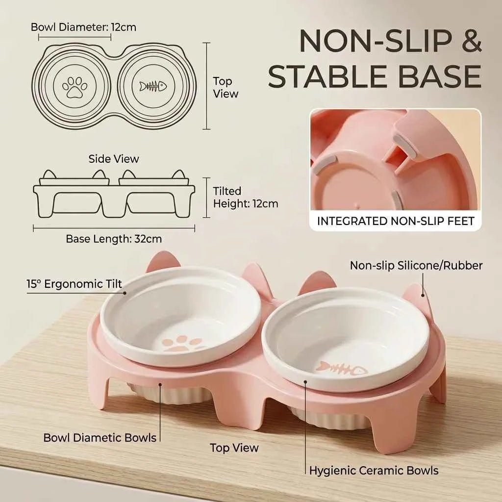 SolPaws™ Nordic Ceramic Elevated Dog Bowls - Ergonomic Neck Protection - SolPaws C2h1