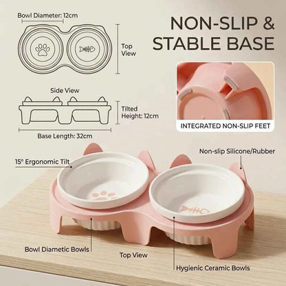 SolPaws™ Nordic Ceramic Elevated Dog Bowls - Ergonomic Neck Protection - SolPaws C2h1