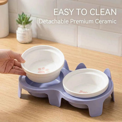 SolPaws™ Nordic Ceramic Elevated Dog Bowls - Ergonomic Neck Protection - SolPaws C2h1
