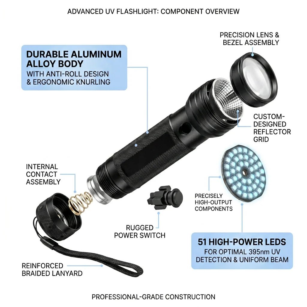 SolPaws™ Professional 51 LED UV Pet Urine & Moss Detector - High - Power Ultraviolet Flashlight - SolPaws C2h1