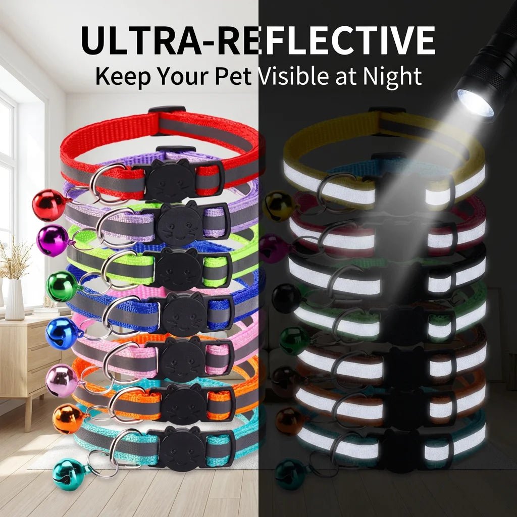 SolPaws™ Reflective Safety Pet Collar - Adjustable with Quick - Release Buckle & Bell - SolPaws C2h1