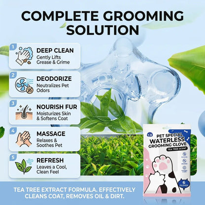 SolPaws™ Rinseless Grooming & Deodorizing Gloves - Tea Scented Quick - Clean Spa Gloves - SolPaws C2h1