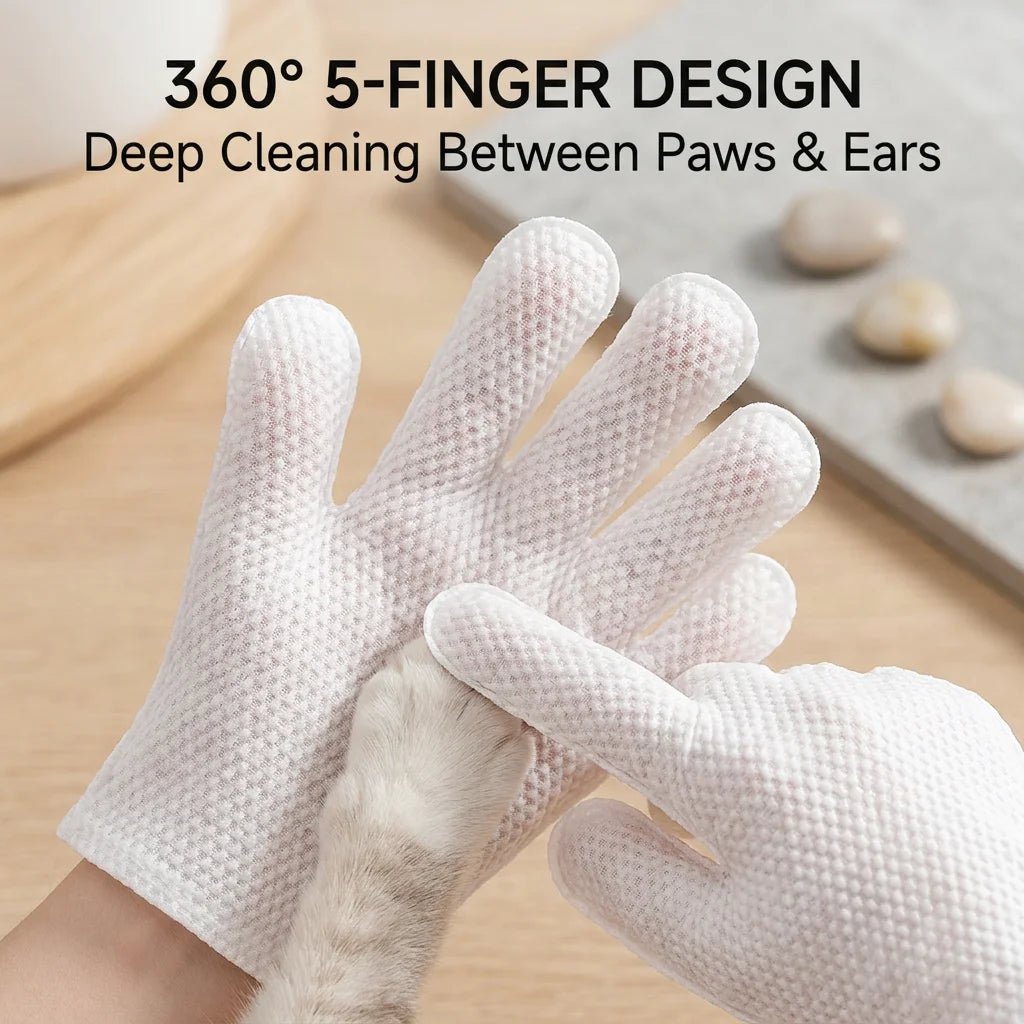 SolPaws™ Rinseless Grooming & Deodorizing Gloves - Tea Scented Quick - Clean Spa Gloves - SolPaws C2h1