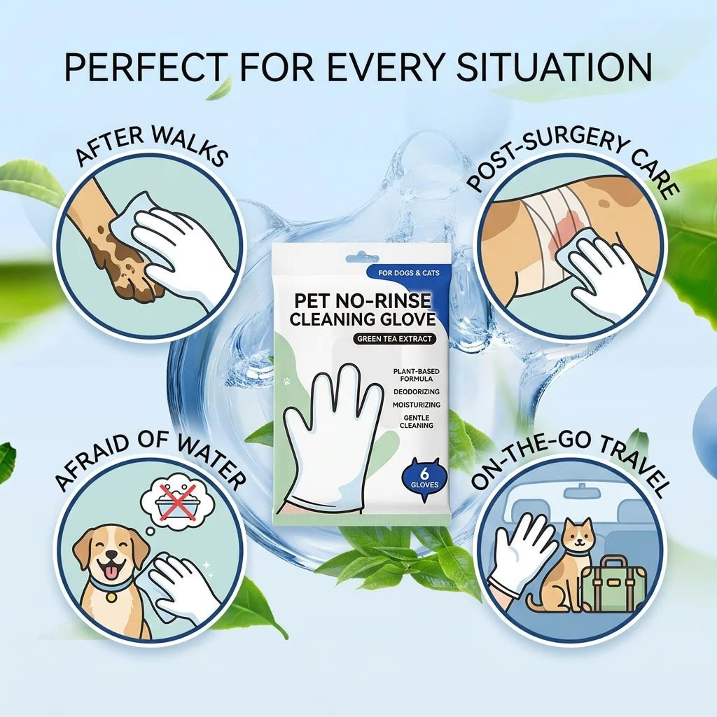 SolPaws™ Rinseless Grooming & Deodorizing Gloves - Tea Scented Quick - Clean Spa Gloves - SolPaws C2h1