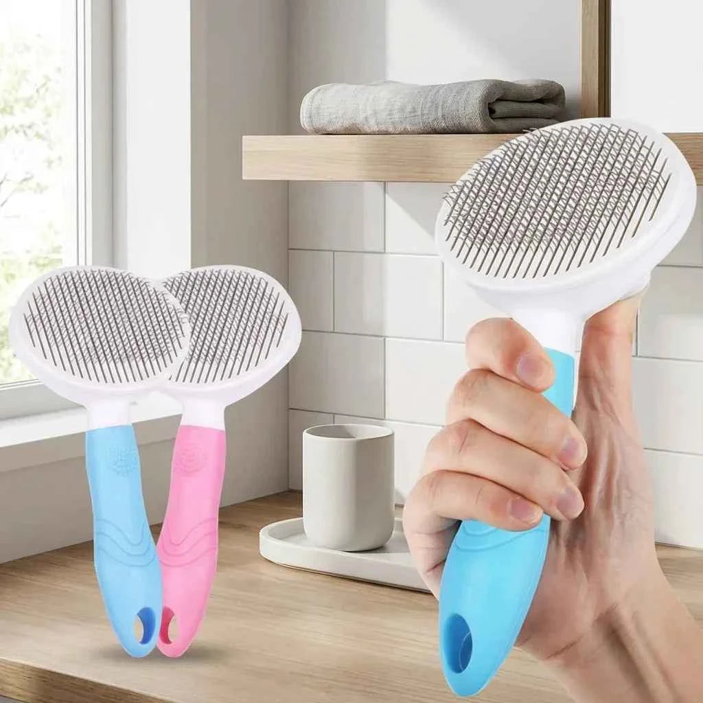 SolPaws Self-Cleaning Pet Grooming Brush - One-Click Deshedding & Massage Tool