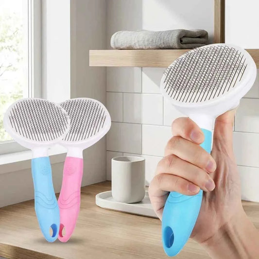 SolPaws Self-Cleaning Pet Grooming Brush - One-Click Deshedding & Massage Tool