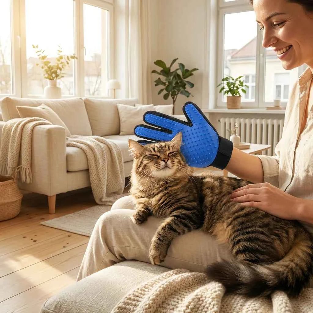 SolPaws™ Silicone Pet Grooming Glove - 255 Tips Enhanced Five - Finger Design for Effective Grooming and Massage - SolPaws C2h1