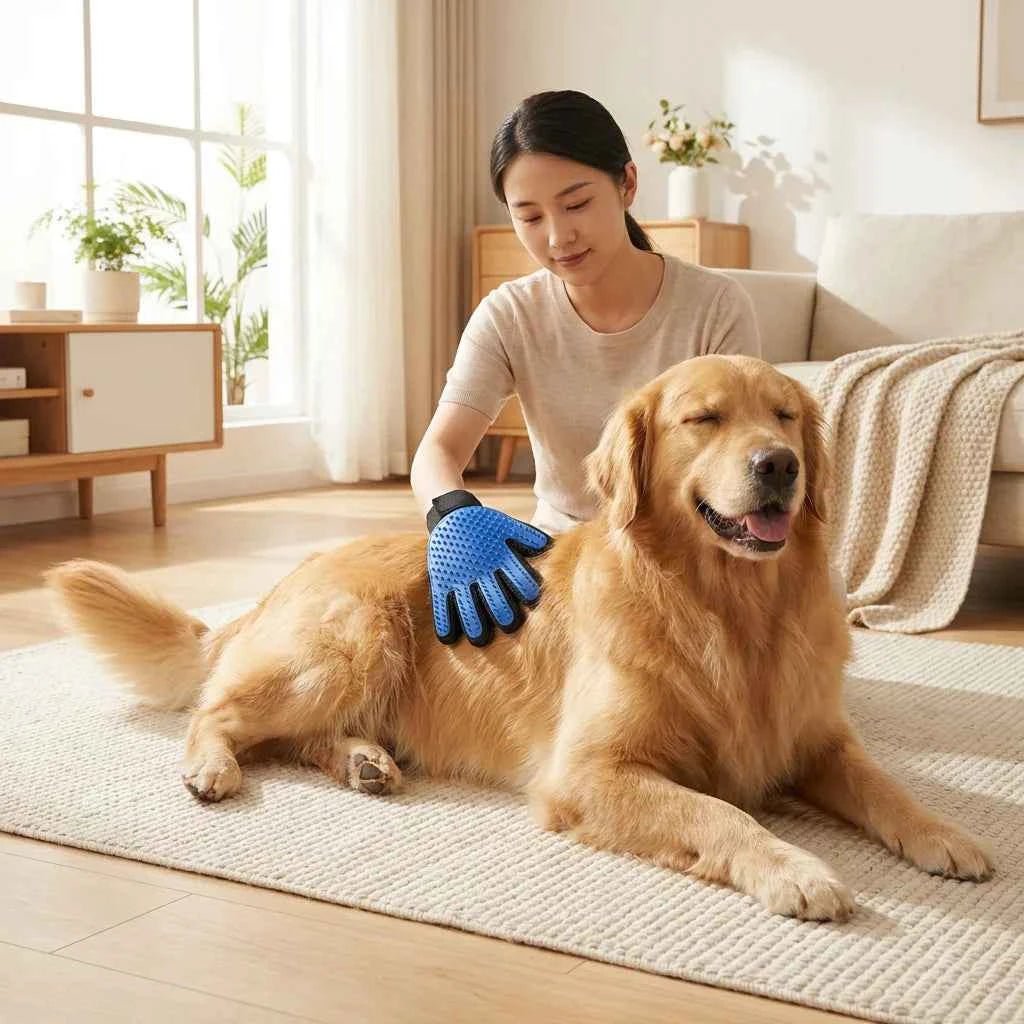 SolPaws™ Silicone Pet Grooming Glove - 255 Tips Enhanced Five - Finger Design for Effective Grooming and Massage - SolPaws C2h1
