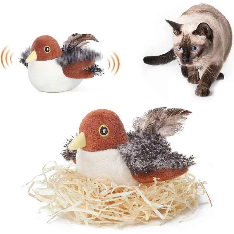 SolPaws Smart Sensing Vibrating & Chirping Bird Cat Toy - Realistic Fun - SolPaws C2h1