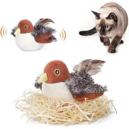 SolPaws Smart Sensing Vibrating & Chirping Bird Cat Toy - Realistic Fun - SolPaws C2h1