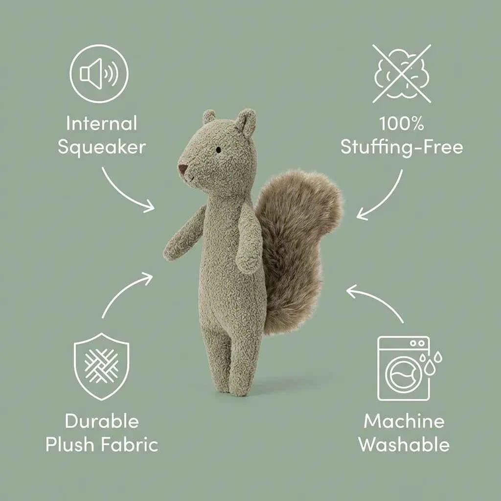 SolPaws Stuffing - Free Squeaky Plush Pet Toy - Safe & Interactive - SolPaws C2h1