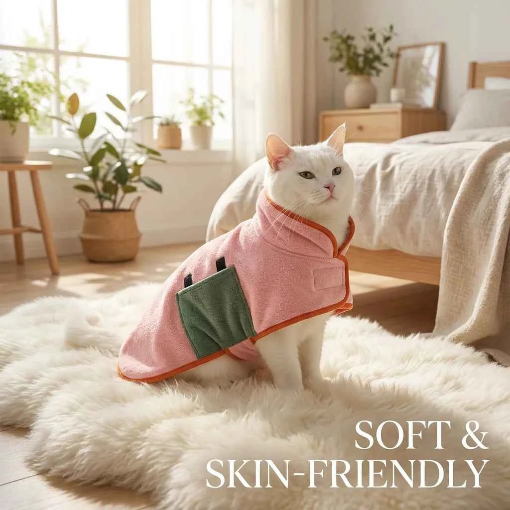 SolPaws™ Ultra - Absorbent Pet Microfiber Bathrobe - Quick - Dry Soft Bath Towel for Dogs & Cats - SolPaws C2h1
